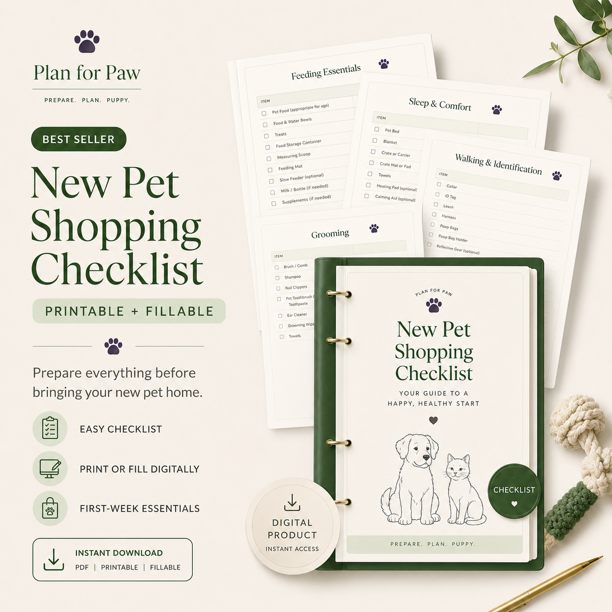 New Pet Shopping Checklist — printable PDF template