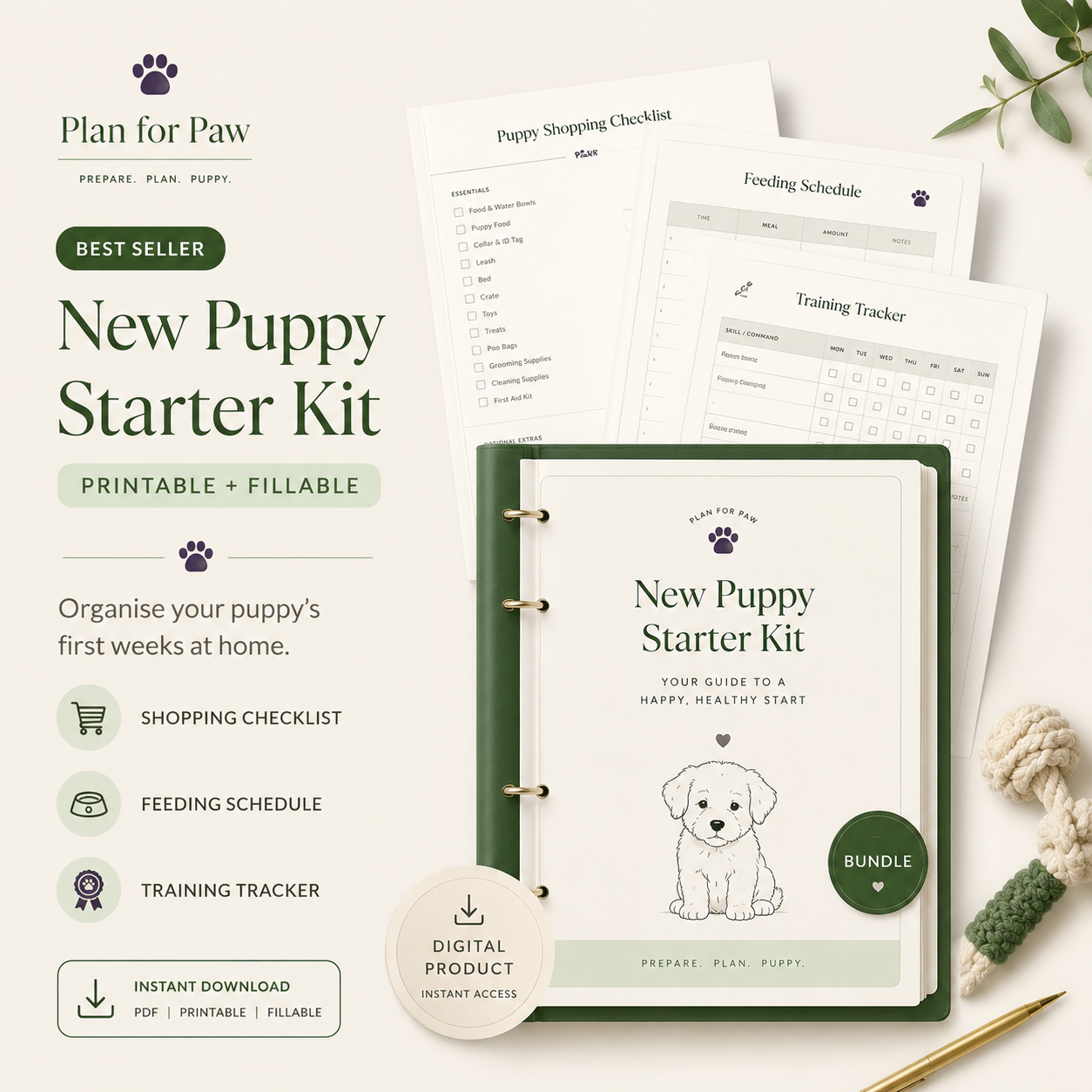 New Puppy Starter Kit — printable PDF template